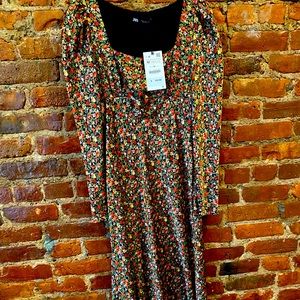 Zara satin floral dress
